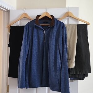 LL Bean, Banana Republic Men's 4 Pc Khaki Pant and Polo Neck Top Lot XL